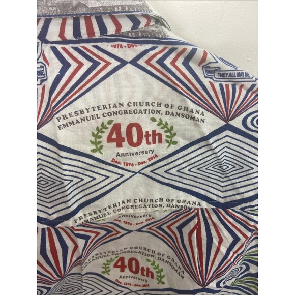 Presbyterian Church of Ghana Men M Print Button Up Shirt Africa Theme 40th Ann. - Picture 5 of 5